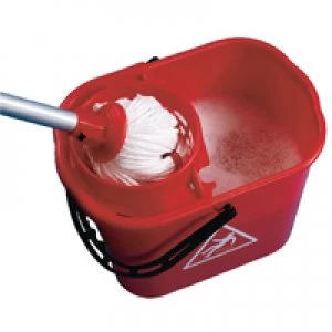 image of Contico 2Work Red Plastic Mop Bucket With Wringer 15 Litre 102946RD