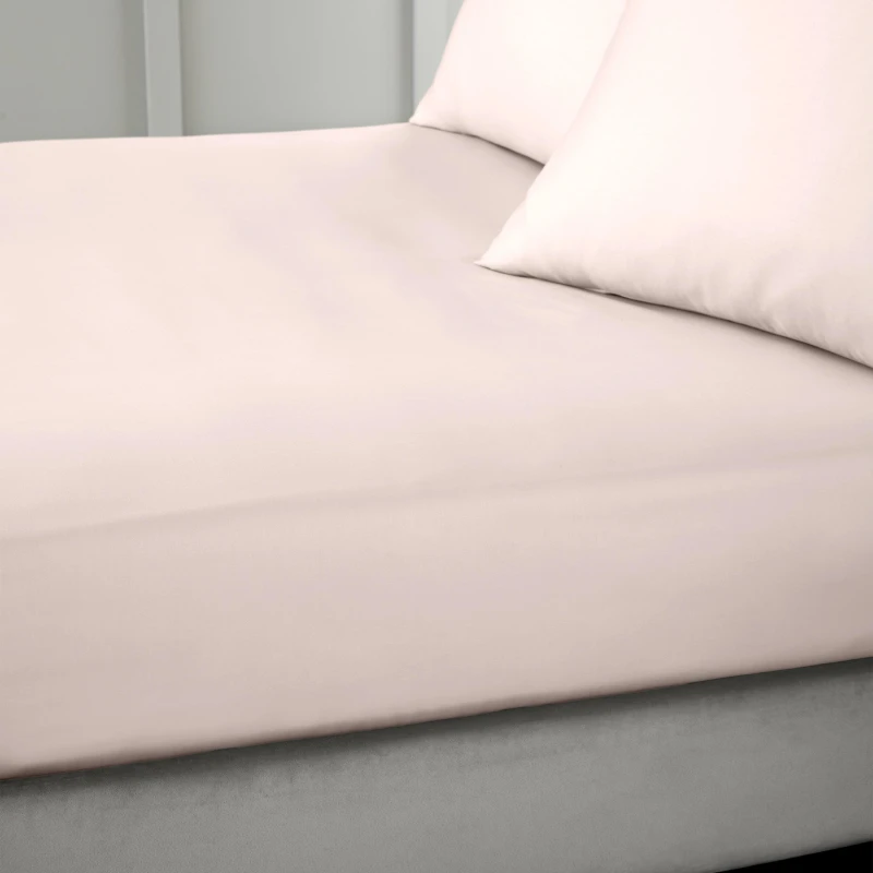 Image of Bianca 400 Thread Count Cotton Sateen Fitted Sheet Blush Pink unisex King