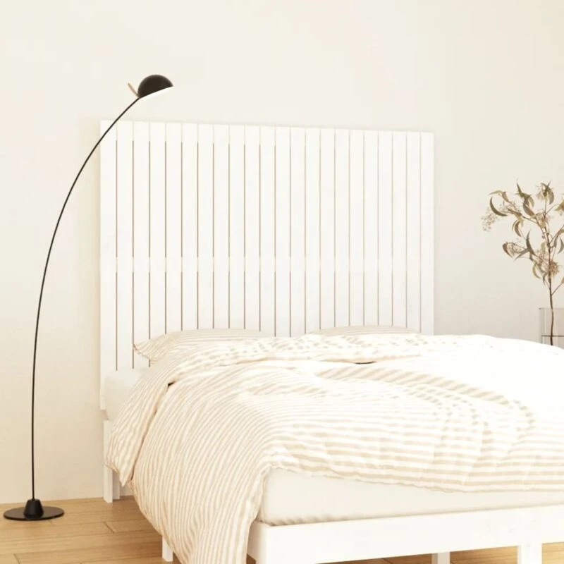 Image of Vidaxl Wall Headboard White 140X3X110 Cm Solid Wood Pine, White 824969