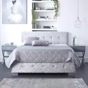 Image of Aspire Side Opening Ottoman Storage in Grey Crushed Velvet King