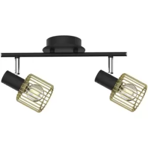 image of Zumaline Martin Twin Ceiling Spotlight, Black, Gold, 2x E14