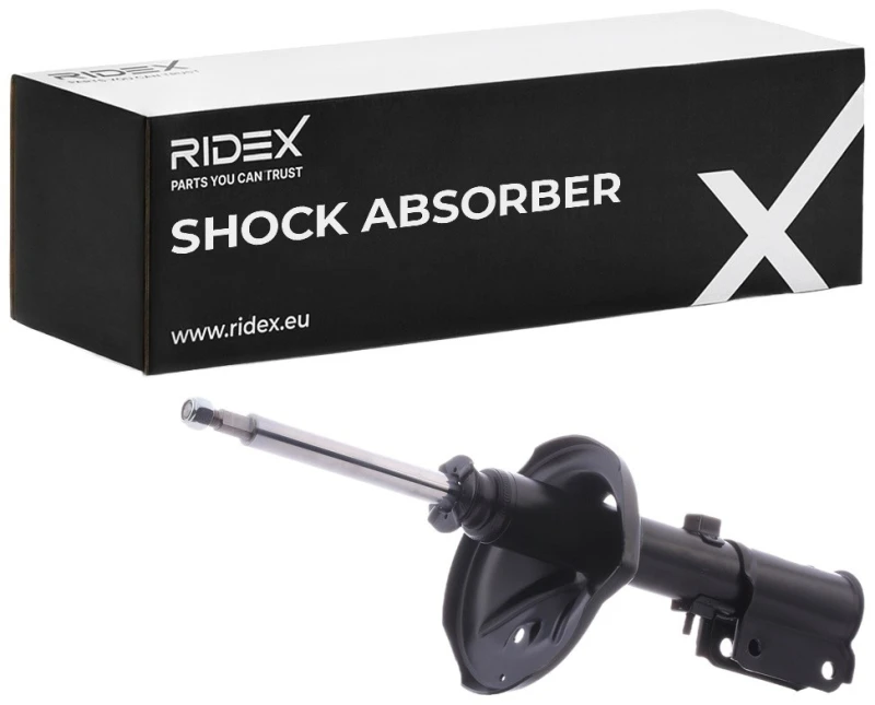 Image of RIDEX 854S0496 Shock absorber Front Axle, Gas Pressure, Twin-Tube, Suspension Strut, Top pin Shock Absorber (854)