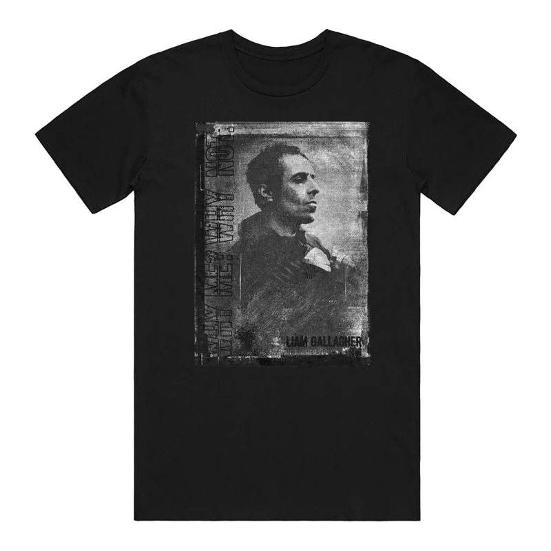 Image of Liam Gallagher Mens Monochrome Cotton T-Shirt in Black Size: Large Black Male L