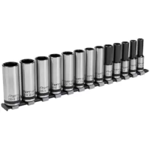 Image of AK2745B 1/2Sq Drive Deep Lock-On 6pt Metric Socket Set 13pc - Black Series - Sealey