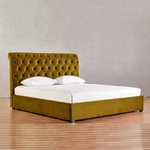 image of Kelist Bed King Plush Velvet Mustard