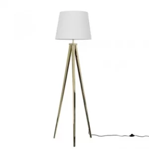 image of Nero Gold Tripod Floor Lamp with White Aspen Shade