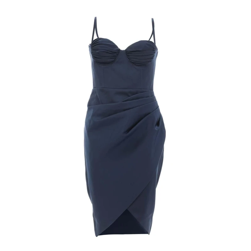Image of Lavish Alice Strap Ruched Midi Dress - Blue Blue 6