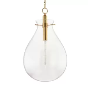 image of Ivy 1 Light Large Pendant Brass, Glass