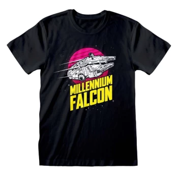 Image of Star Wars - Millenium Falcon Circle Unisex Large T-Shirt - Black