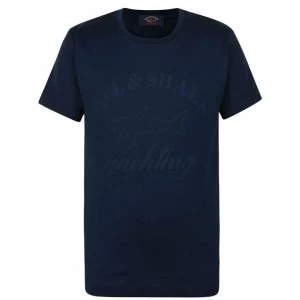 PAUL AND SHARK Junior Boys Tonal Logo T Shirt - Navy