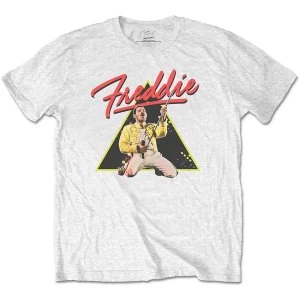 image of Freddie Mercury - Triangle Mens Large T-Shirt - White