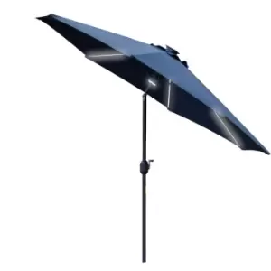 image of Outsunny 2.7M Garden Parasol Patio Sun Umbrella W/ LED Solar Light Blue