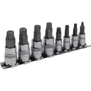 image of Sealey 8 Piece 1/4" & 3/8" Drive Lock On Hexagon Socket Bit Set Metric Combination