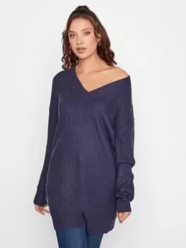 Image of Long Tall Sally Navy V-Neck Tunic, Navy, Size 14-16, Women