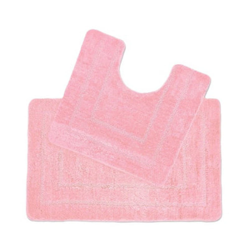 Image of Allure Bath Fashions Two Piece Non-Slip Bath Mat and Pedestal Mat Set Pale Pink