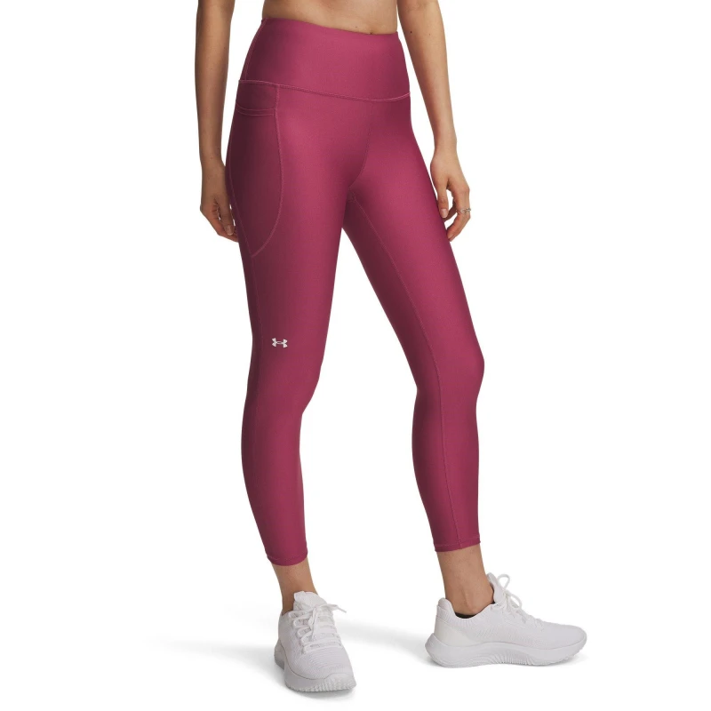 Image of Under Armour HeatGear No-Slip Waistband Ankle Leggings Womens Fuchsia Dusk female 14 (L)