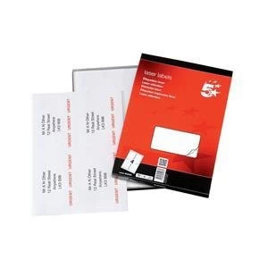 Image of 5 Star Multipurpose Labels Laser 4 per Sheet 139x99.1mm White 400 Labels