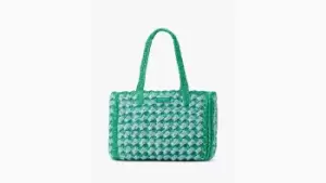 Image of High Tide Striped Crochet Raffia Medium Tote