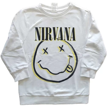 Image of Nirvana - Inverse Smiley Kids 9-10 Years Sweatshirt - White