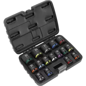 Image of Sealey 16 Piece 1/2" Drive Hexagon Impact Socket Set 1/2"