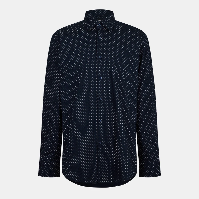 Image of Boss Mens H Joe Kent Long Sleeve Oxford Shirt Dark Blue male 34 (44)