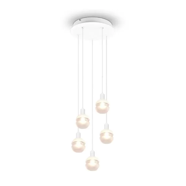 image of Mela Modern 5 Light Cluster Pendant Ceiling Light White Matt