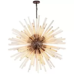 Image of Luminosa 32 Light E27, Round Pendant Brown Oxide , Champagne Glass
