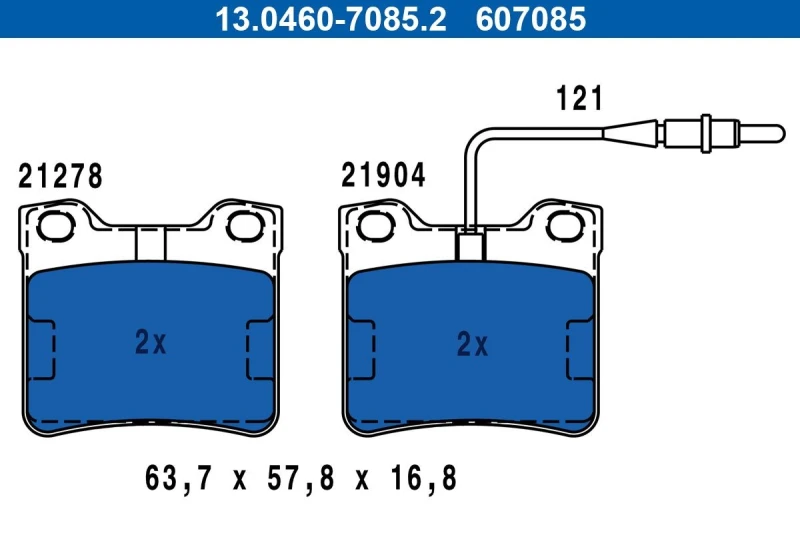 Image of ATE 13.0460-7085.2 Brake pad set incl. wear warning contact Brake Pad Set,disc brake (402)