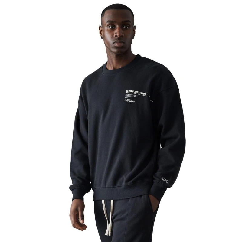 Image of Series 55 Labach Front Back Logo Crewneck Sweatshirt Black male S