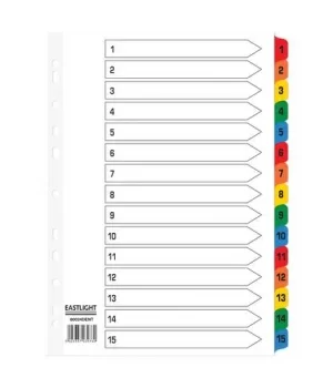 image of ValueX Index 1-15 A4 Mylar Coloured Tabs White