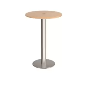 image of Monza circular poseur table 800mm with central circular cutout 80mm - beech