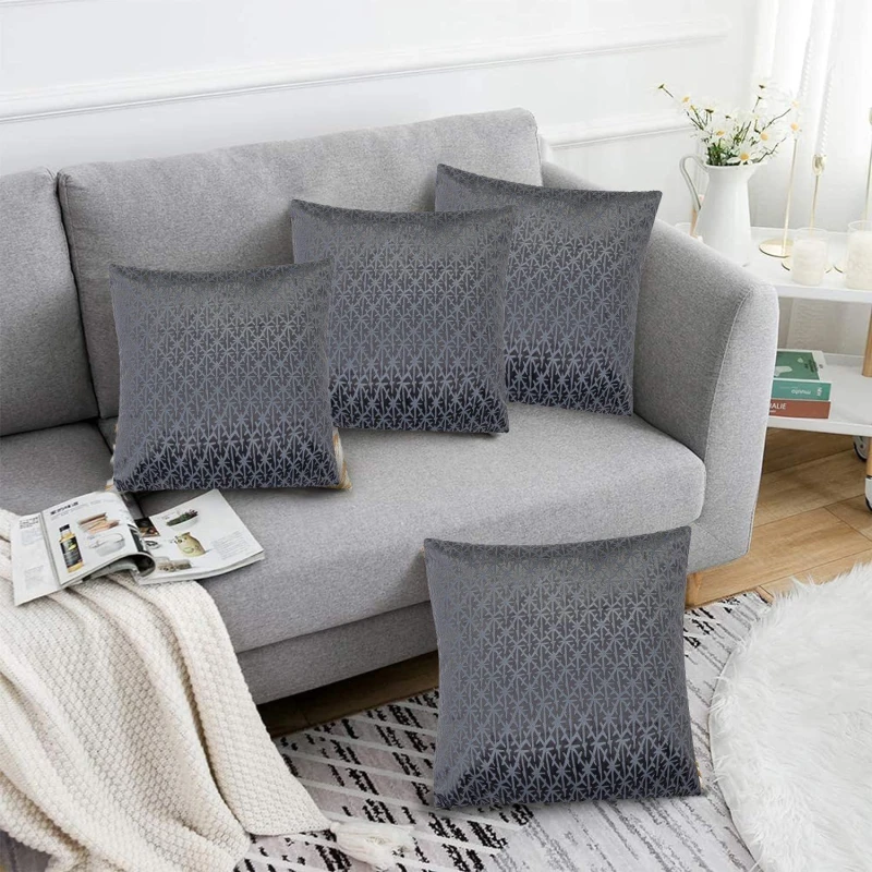 Image of Alan Symonds Textured Velvet Cushion Set of 4 Charcoal unisex 45x45cm