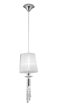 Image of Tiffany Ceiling Pendant 1+1 Light E27+G9, Polished Chrome with White Shade & Clear Crystal