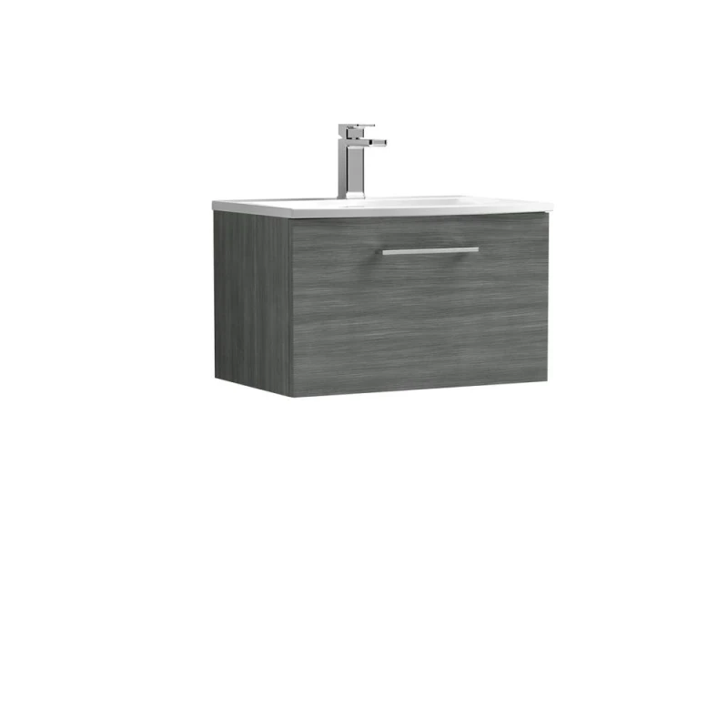 Image of Balterley Bathroom 1 Soft Close Drawer Wall Hung Vanity, Anthracite, 600mm in Grey Grey Unisex
