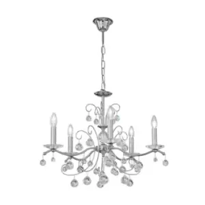 image of Carmen Classic Crystal 5 Arm Chandelier Polished Chrome, 5x E14