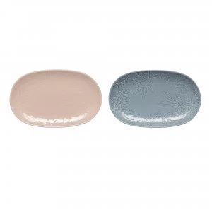 image of Denby Monsoon Gather Set Of 2 Small Platters Blue Pink