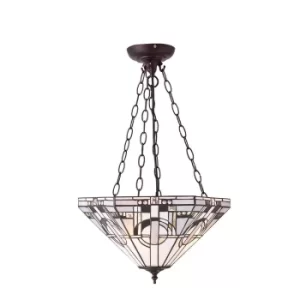 Image of Metropolitan 3 Light Medium Inverted Ceiling Pendant Bronze, Tiffany glass, E27