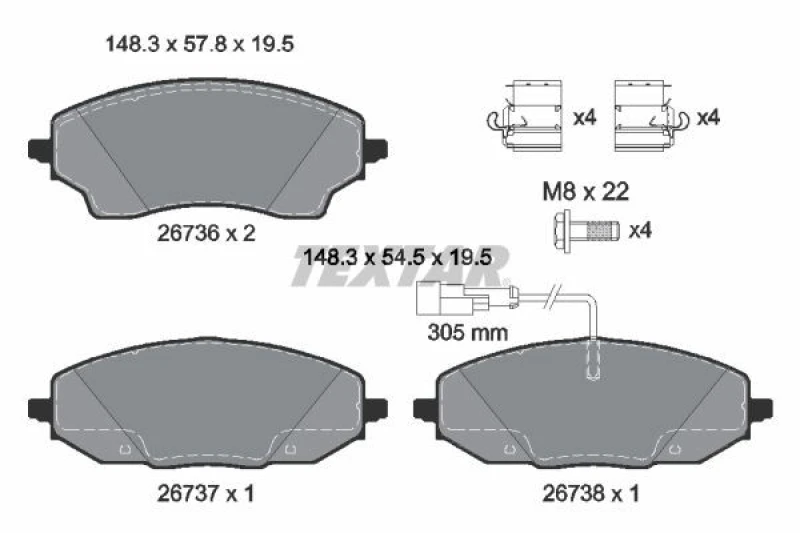 Image of Brake pad set TEXTAR 2673601