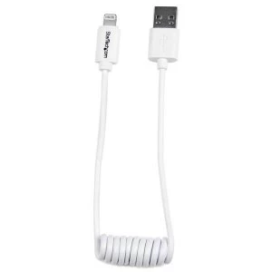 image of Startech Lightning to USB Cable Coiled 1ft white