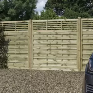 image of Rowlinson Langham Fence Panel 6' x 5' - 150cm (h) x 180cm (w) x 4cm (d) (3 Pack) in Natural Timber