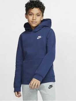 Image of Boys, Nike Kids NSW Overhead Hoodie Club - Navy/White, Blue/White, Size S, 8-10 Years