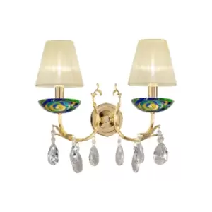 Image of Victoria 2 Crystal Candle Wall Lamp 2 Light 24 Carat Gold