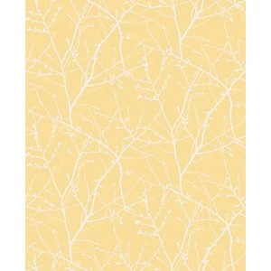 image of Superfresco Easy Innocence Yellow Decorative Wallpaper - 10m