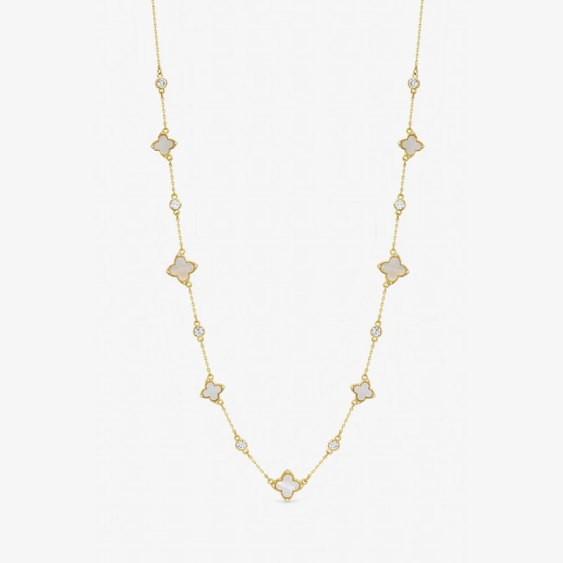 Image of Jon Richard Gold Mother of Pearl Crystal Clover Necklace Chain Necklaces One Size Gold 71702310000