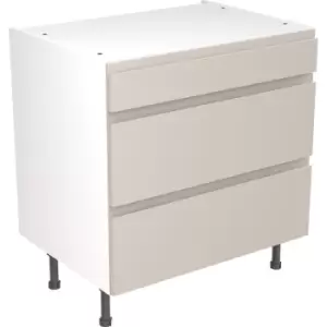 Image of Kitchen Kit Flatpack J-Pull Kitchen Cabinet Base 3 Drawer Unit Super Gloss 800mm in Light Grey MFC