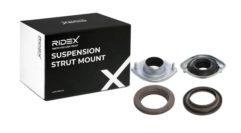Image of RIDEX 1180S1233 Top strut mount Front Axle, with bearing(s) Suspension Strut Support Bearing (1180)