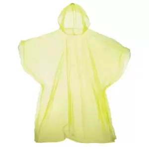 image of Hooded Plastic Reusable Poncho (One Size) (Yellow)