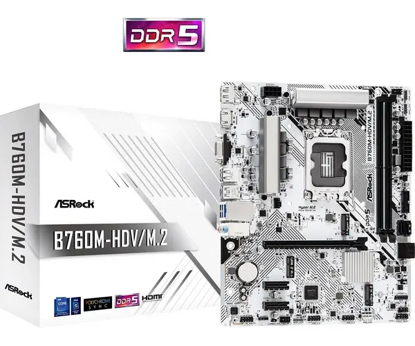 image of ASRock B760M-HDV/M.2 Intel DDR5 Micro ATX Motherboard - LGA 1700