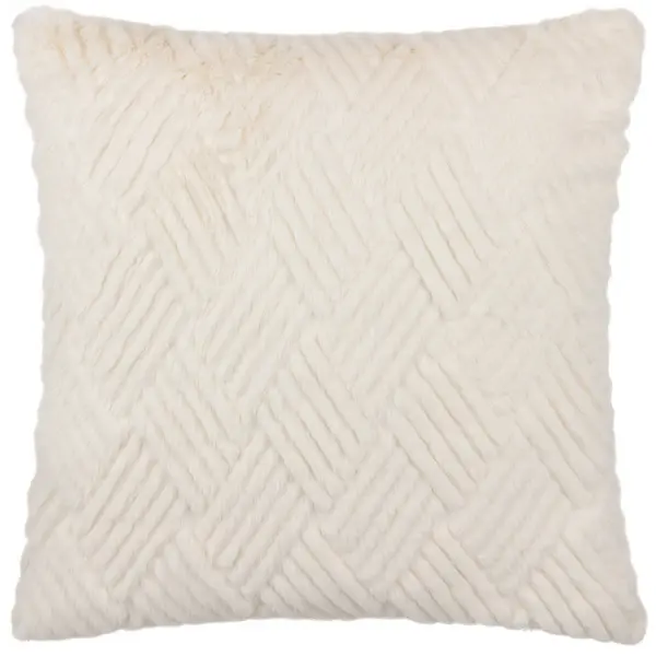 image of Sonnet Cut Faux Fur Cushion Ecru, Ecru / 45 x 45cm / Polyester Filled