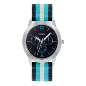 image of Tikkers Kids Blue Sporty Stripe Canvas Strap Watch